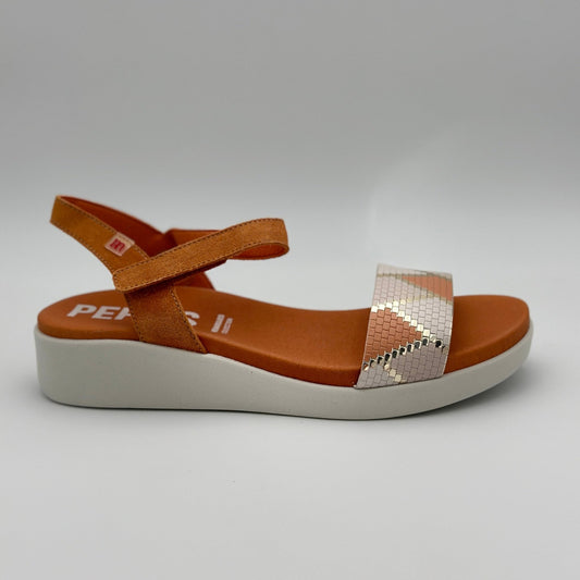 Pepe Menargues mujer sandalias 10532 banda serraje naranja apricot milos blanco - comprar online en KAPLES SHOES