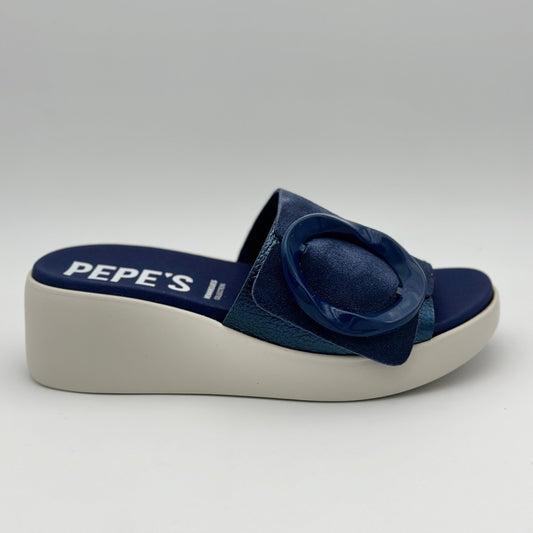 Pepe Menargues mujer sandalias zueco Hebilla 10564 ciervo star serraje marino marino martinica nata - comprar online en KAPLES SHOES