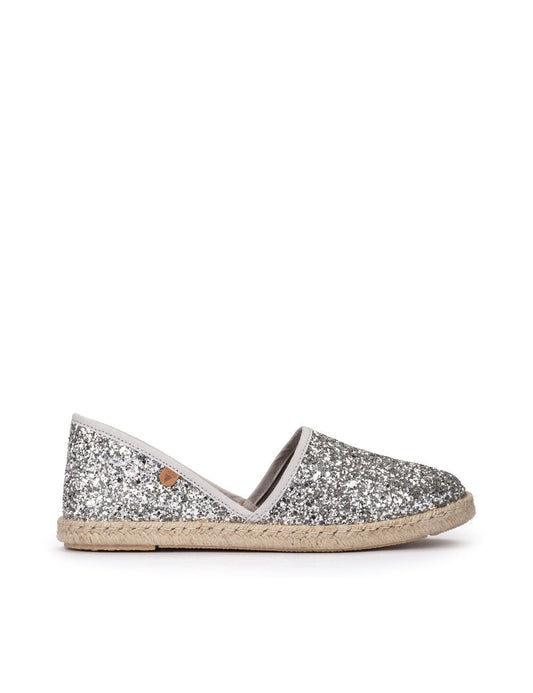 Verbenas mujer alpargatas planas Carmen glitter plata - comprar online en KAPLES SHOES