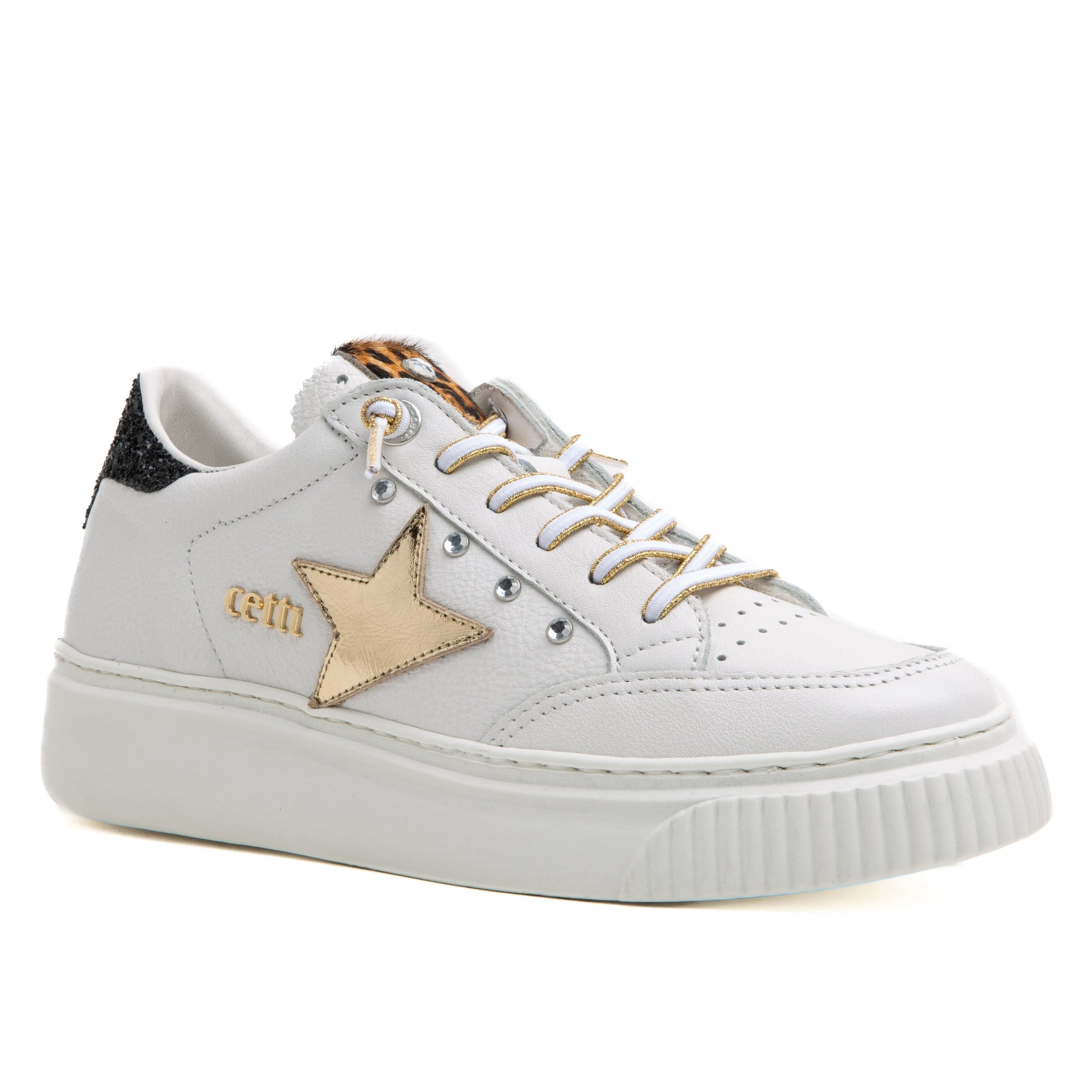 Cetti mujer zapatillas C - 1320 SRA nature blanco - oro - tachas - comprar online en KAPLES SHOES