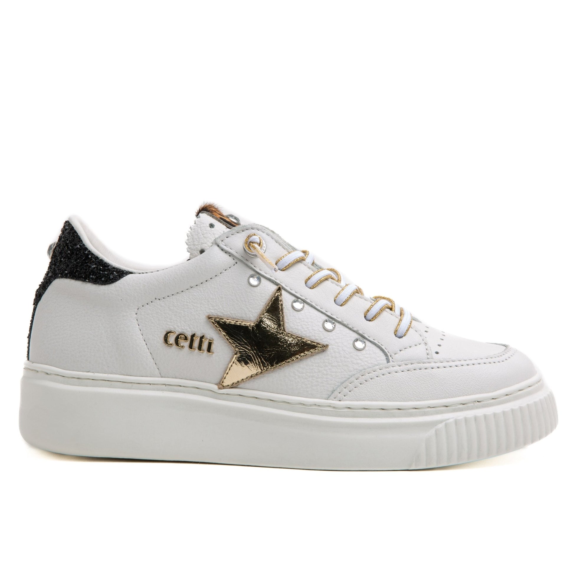 Cetti mujer zapatillas C - 1320 SRA nature blanco - oro - tachas - comprar online en KAPLES SHOES