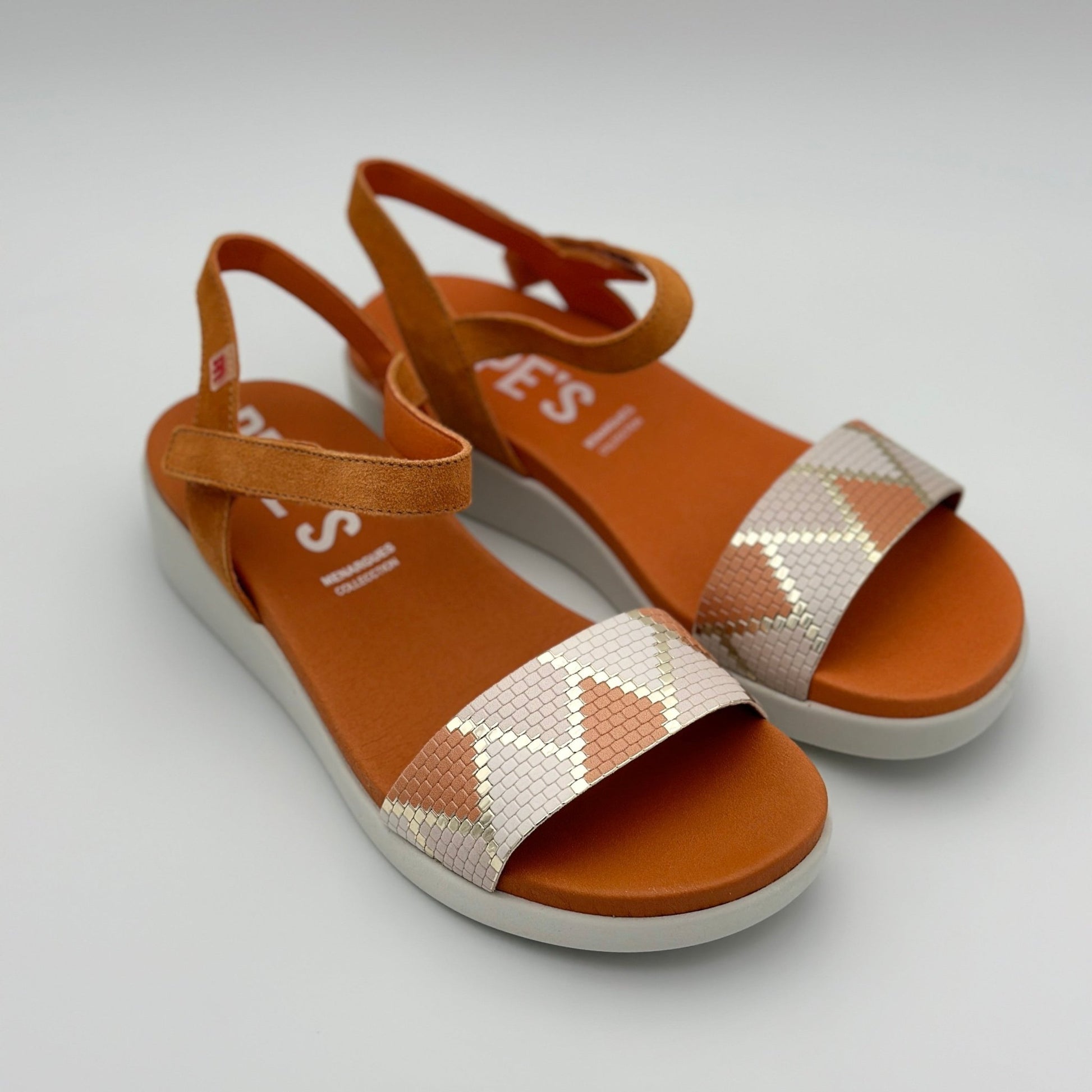 Pepe Menargues mujer sandalias 10532 banda serraje naranja apricot milos blanco - 36 - Naranja - comprar en KAPLES SHOES