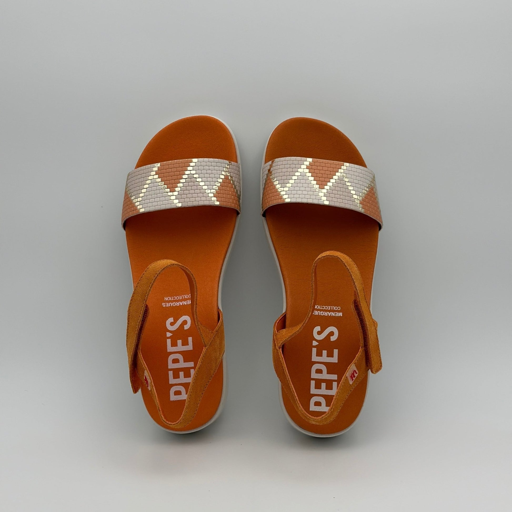 Pepe Menargues mujer sandalias 10532 banda serraje naranja apricot milos blanco - 36 - Naranja - comprar en KAPLES SHOES